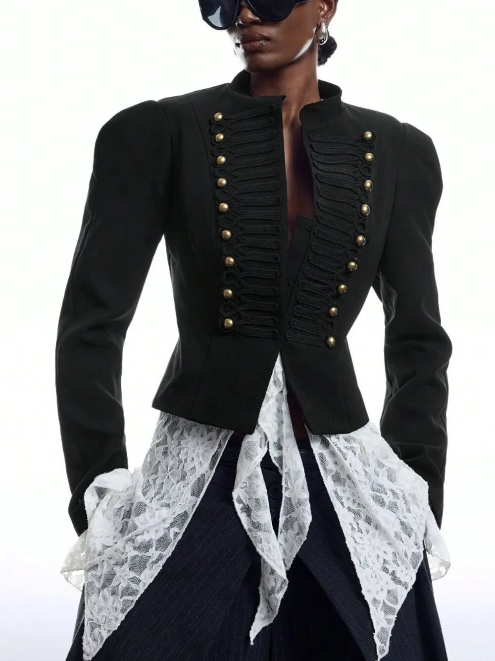 Black Elegant Women's Stud Decor Casual Blazer Jacket